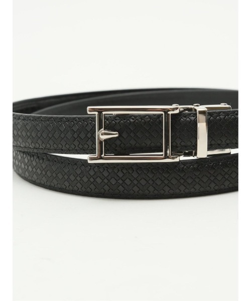 m.f.editorial（エムエフエディトリアル）の「【アジャストフリー】m.f.エディトリアル レディース Ｈバックル アーガイル柄 レザーベルト（ベルト・レディース・ブラック・FREE）」の4枚目の写真