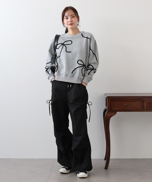 BLUEEAST（ブルーイースト）の「サイドリボンパラシュートパンツ（カーゴパンツ・レディース・ベージュ/ホワイト/チャコールグレー/ブラック・MEDIUM）」の20枚目の写真