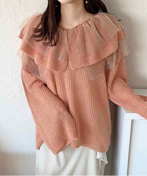 apres jour clair(アプレジュールクレア)の「【apres jour clair】フリルデザインニット【ZOZOTOWN限定アイテム】(ニット/セーター・レディース・イエロー系その他/ピンクベージュ/アイボリー/チャコールグレー・フリー/X-LARGE)」の4枚目の写真
