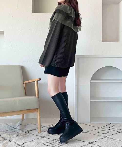 apres jour clair(アプレジュールクレア)の「【apres jour clair】フリルデザインニット【ZOZOTOWN限定アイテム】(ニット/セーター・レディース・イエロー系その他/ピンクベージュ/アイボリー/チャコールグレー・フリー/X-LARGE)」の5枚目の写真