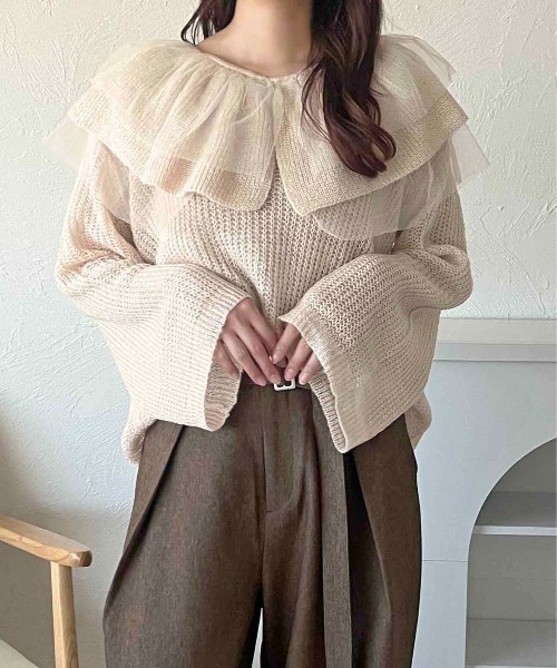 apres jour clair(アプレジュールクレア)の「【apres jour clair】フリルデザインニット【ZOZOTOWN限定アイテム】(ニット/セーター・レディース・イエロー系その他/ピンクベージュ/アイボリー/チャコールグレー・フリー/X-LARGE)」の18枚目の写真