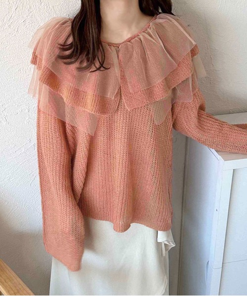 apres jour clair(アプレジュールクレア)の「【apres jour clair】フリルデザインニット【ZOZOTOWN限定アイテム】(ニット/セーター・レディース・イエロー系その他/ピンクベージュ/アイボリー/チャコールグレー・フリー/X-LARGE)」の6枚目の写真