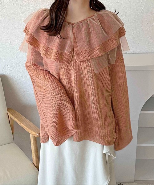 apres jour clair(アプレジュールクレア)の「【apres jour clair】フリルデザインニット【ZOZOTOWN限定アイテム】(ニット/セーター・レディース・イエロー系その他/ピンクベージュ/アイボリー/チャコールグレー・フリー/X-LARGE)」の8枚目の写真