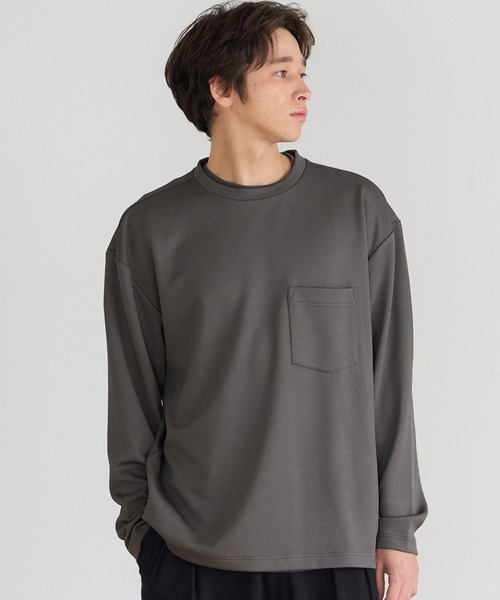 coca（coca）（コカ）の「変形ワッフルクルーネック長袖（スウェット・メンズ・ブラック/グレー・M/XL/L）」の2枚目の写真