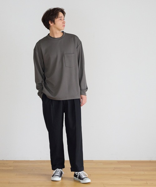 coca（coca）（コカ）の「変形ワッフルクルーネック長袖（スウェット・メンズ・ブラック/グレー・M/XL/L）」の8枚目の写真