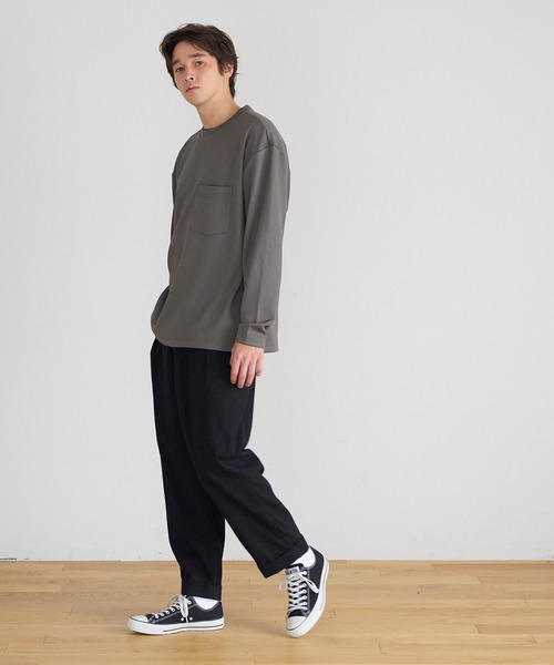 coca（coca）（コカ）の「変形ワッフルクルーネック長袖（スウェット・メンズ・ブラック/グレー・M/XL/L）」の12枚目の写真