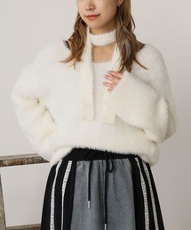 シャギーチョーカーニットトップス 秋物 秋服 2026年秋冬 冬服