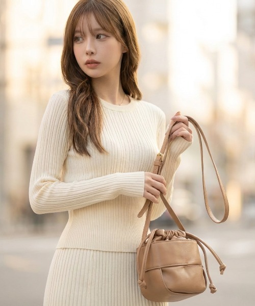 L LABEL（エルラベル）の「ドローコードバケットバッグ（ショルダーバッグ・レディース・ブラック/ホワイト/ベージュ・FREE）」の17枚目の写真
