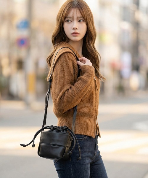 L LABEL（エルラベル）の「ドローコードバケットバッグ（ショルダーバッグ・レディース・ブラック/ホワイト/ベージュ・FREE）」の21枚目の写真