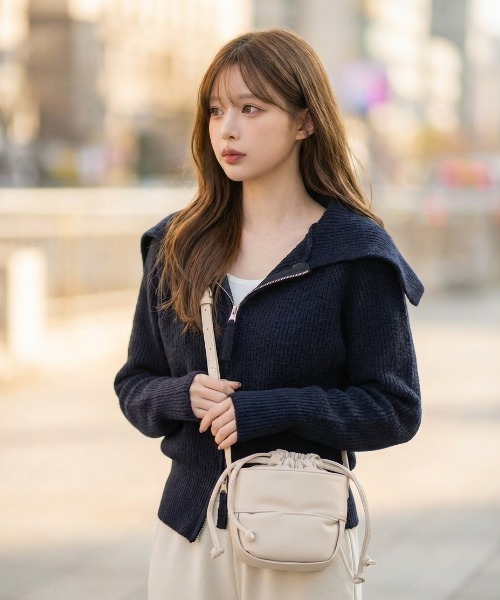 L LABEL（エルラベル）の「ドローコードバケットバッグ（ショルダーバッグ・レディース・ブラック/ホワイト/ベージュ・FREE）」の14枚目の写真