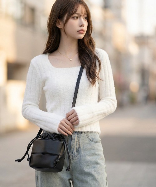 L LABEL（エルラベル）の「ドローコードバケットバッグ（ショルダーバッグ・レディース・ブラック/ホワイト/ベージュ・FREE）」の19枚目の写真