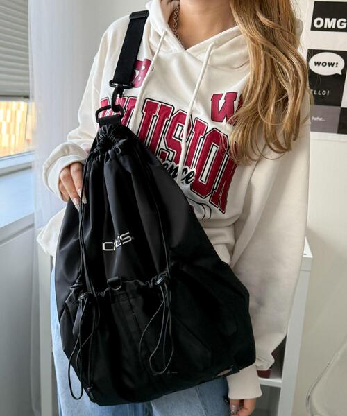 Dickies（ディッキーズ）の「∴WEGO/別注Dickies2wayナップサック（ショルダーバッグ・レディース・ホワイト/ライトグレー/ブラック・FREE）」の3枚目の写真