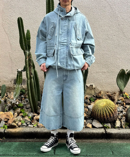 CIAOPANIC（チャオパニック）の「【ANTI WARP /アンチワープ】スーパーバギーショーツ（デニムパンツ・レディース・ブルー/サックスブルー/ミント/ブラウン・MEDIUM/LARGE）」の5枚目の写真