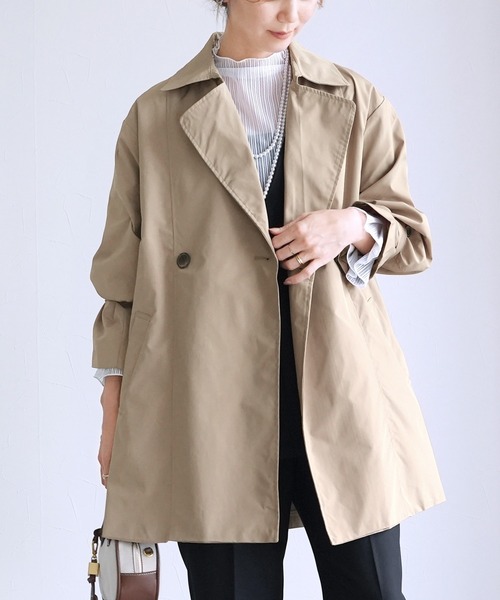 reca（レカ）の「キャンディ袖トレンチ風Aラインコート（トレンチコート・レディース・アイボリー/ブラック/グレイッシュベージュ/ベージュ・M）」の9枚目の写真