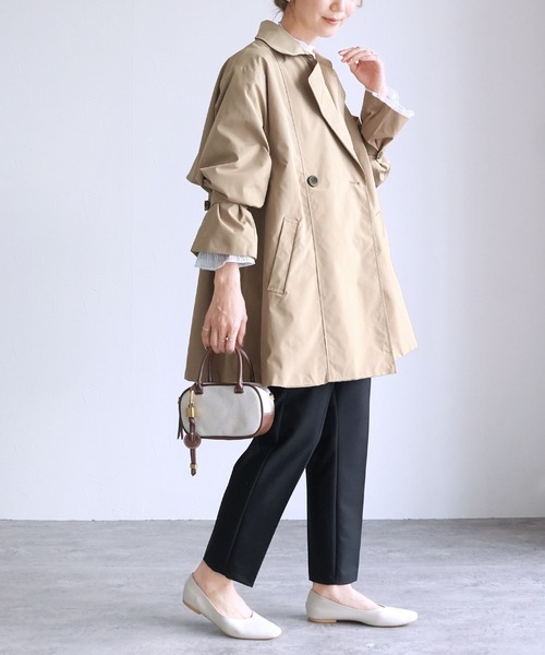 reca（レカ）の「キャンディ袖トレンチ風Aラインコート（トレンチコート・レディース・アイボリー/ブラック/グレイッシュベージュ/ベージュ・M）」の8枚目の写真