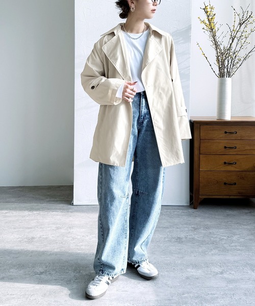 reca（レカ）の「キャンディ袖トレンチ風Aラインコート（トレンチコート・レディース・アイボリー/ブラック/グレイッシュベージュ/ベージュ・M）」の12枚目の写真