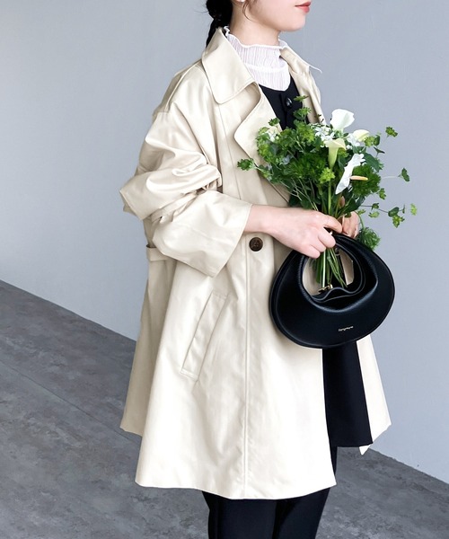 reca（レカ）の「キャンディ袖トレンチ風Aラインコート（トレンチコート・レディース・アイボリー/ブラック/グレイッシュベージュ/ベージュ・M）」の15枚目の写真