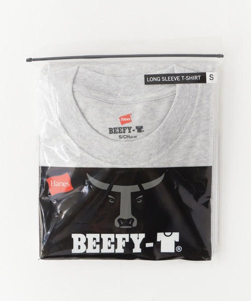HANES(ヘインズ)の「Hanes/ヘインズ BEEFY L/S T-SHIRT Tシャツ(Tシャツ/カットソー・メンズ・ホワイト/ブラック/グレー/ネイビー・M/L/XL/S)」の3枚目の写真