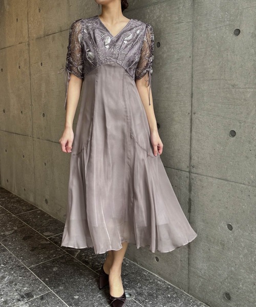 aity（アイティ）の「Vネックリーフレースオーガンジードレス 結婚式 二次会 成人式 同窓会 パーティードレス オケージョンドレス お呼ばれワンピース（ドレス・レディース・グレー/ブラウン/ライトカーキ・38(M)）」の14枚目の写真