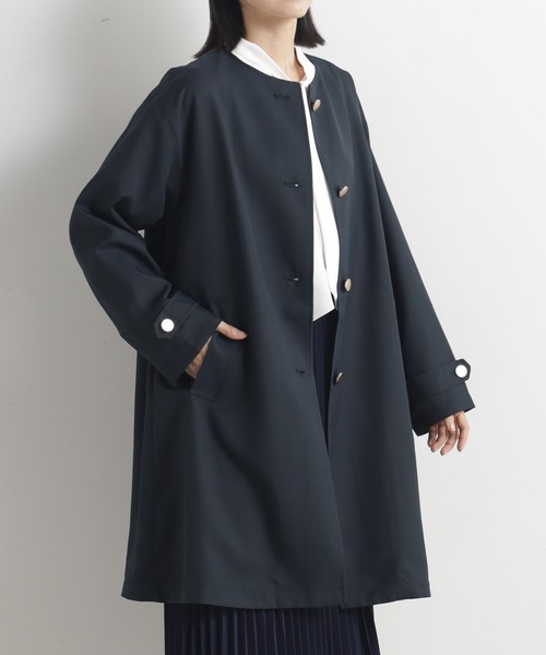 FOUND GOOD（ファウンドグッド）の「O/ハッスイノーカラーコート（ノーカラーコート・レディース・ネイビー/ベージュ・S/M/L）」の2枚目の写真