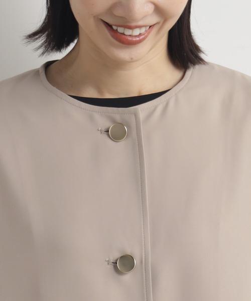 FOUND GOOD（ファウンドグッド）の「O/ハッスイノーカラーコート（ノーカラーコート・レディース・ネイビー/ベージュ・S/M/L）」の4枚目の写真