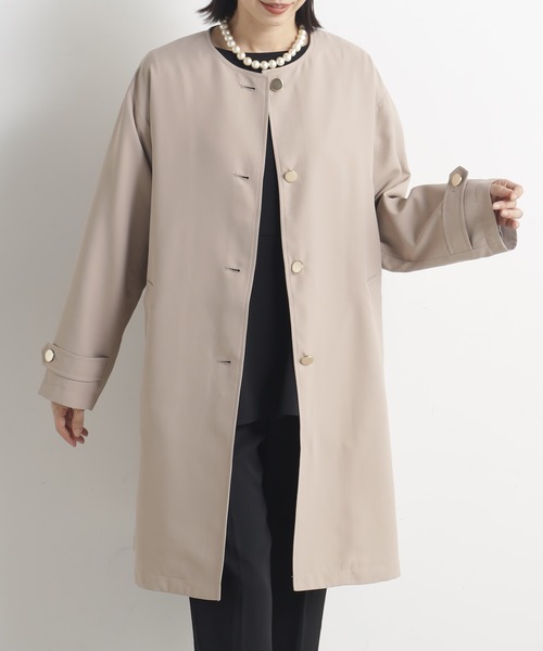 FOUND GOOD（ファウンドグッド）の「O/ハッスイノーカラーコート（ノーカラーコート・レディース・ネイビー/ベージュ・S/M/L）」の6枚目の写真