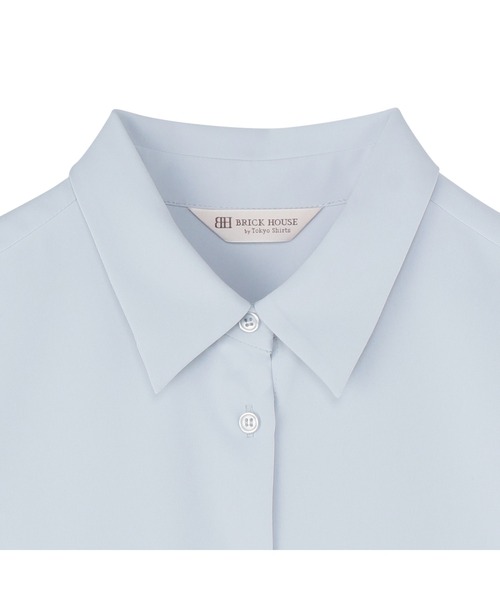 TOKYO SHIRTS(トウキョウシャツ)の「パウダーサテン シャツカラーレディース長袖ブラウス(シャツ/ブラウス・レディース・オフホワイト/ブルーグレー・M/L)」の8枚目の写真