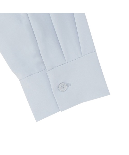 TOKYO SHIRTS(トウキョウシャツ)の「パウダーサテン シャツカラーレディース長袖ブラウス(シャツ/ブラウス・レディース・オフホワイト/ブルーグレー・M/L)」の9枚目の写真