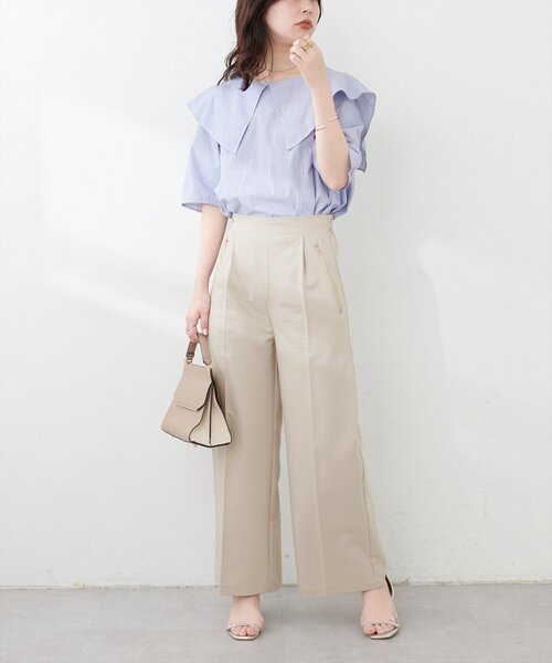 natural couture(ナチュラルクチュール)の「WZIPきれいめパンツ(その他パンツ・レディース・チャコールグレー/ネイビー/ベージュ・LARGE/MEDIUM)」の17枚目の写真