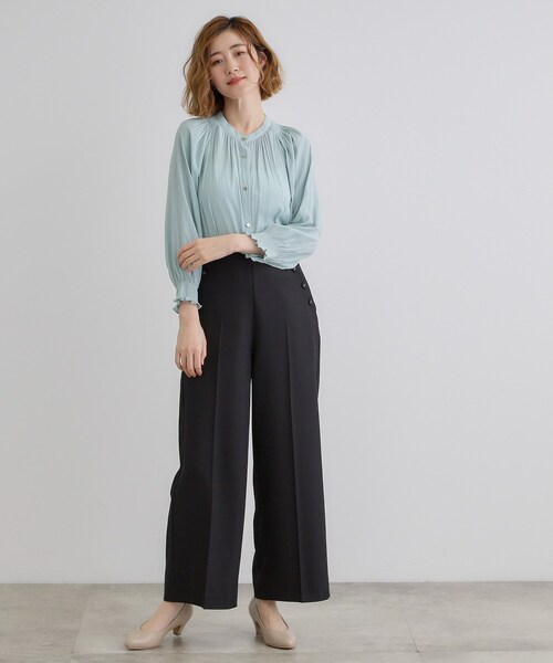 grove（グローブ）の「【デイリーから特別な日まで】華やかさを纏うヴィンテージサテンブラウス（シャツ/ブラウス・レディース・ライトブルー/オフホワイト/ホワイト系3/ブラック系/ピンク・02/03/01/04/05）」の18枚目の写真