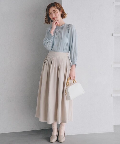 grove（グローブ）の「【デイリーから特別な日まで】華やかさを纏うヴィンテージサテンブラウス（シャツ/ブラウス・レディース・ライトブルー/オフホワイト/ホワイト系3/ブラック系/ピンク・02/03/01/04/05）」の19枚目の写真