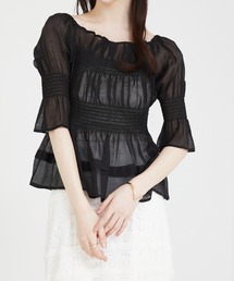 美品 M'S GRACY フラワーモチーフ 袖シアー カットソー ブラック 38 エムズ♡黒 フラワーモチーフ 半袖ニット 38 - メルカリ