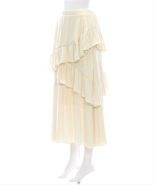 clear（クリア）の「【低身長サイズ有】ランダムフリルロングスカート[着回し抜群 大人 カジュアル]（スカート・レディース・ブラック/アイボリー/ブラック系その他・F/XS）」の12枚目の写真