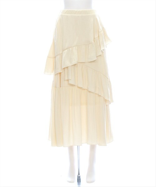 clear（クリア）の「【低身長サイズ有】ランダムフリルロングスカート[着回し抜群 大人 カジュアル]（スカート・レディース・ブラック/アイボリー/ブラック系その他・F/XS）」の8枚目の写真