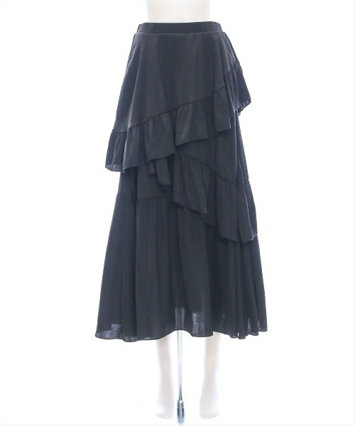 clear（クリア）の「【低身長サイズ有】ランダムフリルロングスカート[着回し抜群 大人 カジュアル]（スカート・レディース・ブラック/アイボリー/ブラック系その他・F/XS）」の9枚目の写真