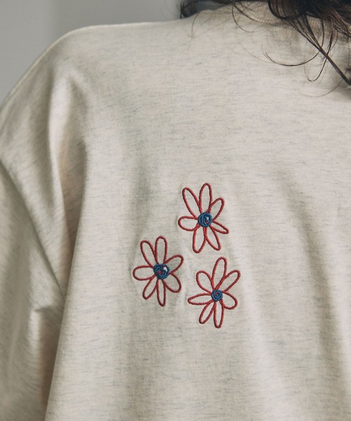セール】配色 落書き刺繍 オーバーサイズ 半袖Tシャツ（Tシャツ