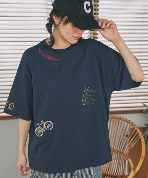 Lサイズ　◆刺繍半袖プルオーバーSHIRTS-BLACK 7/26まで セール】胸刺繍ロゴ マルチポケットオーバーサイズテック