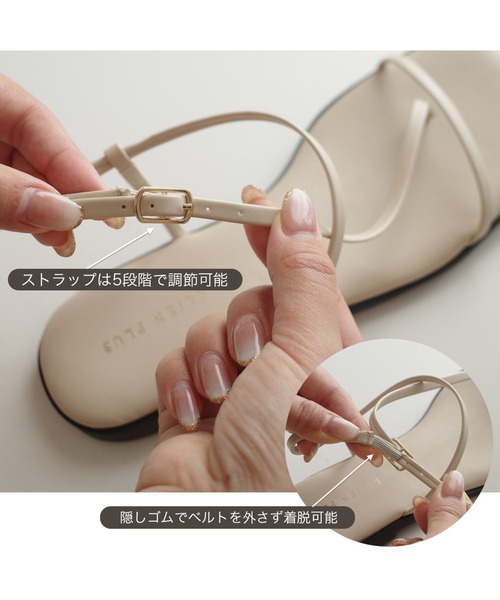 セール】スクエアトゥスラントストラップサンダル（サンダル