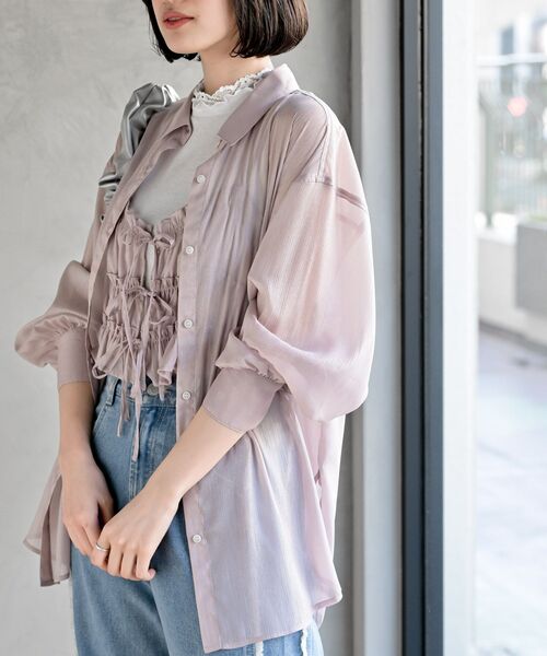 rps（アールピーエス）の「ビスチェ付きシアーブラウス（シャツ/ブラウス・レディース・グレイッシュベージュ/オフホワイト/ブルー/ブラック・フリー）」の3枚目の写真