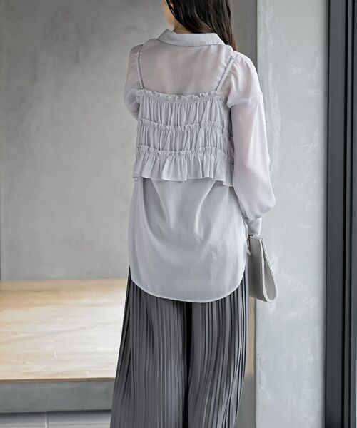 rps（アールピーエス）の「ビスチェ付きシアーブラウス（シャツ/ブラウス・レディース・グレイッシュベージュ/オフホワイト/ブルー/ブラック・フリー）」の22枚目の写真