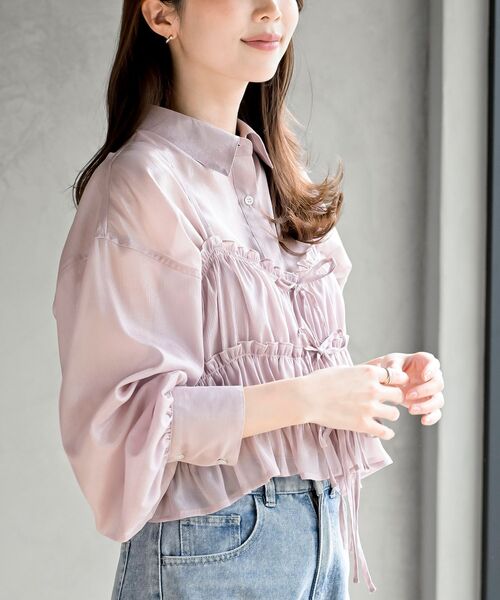 rps（アールピーエス）の「ビスチェ付きシアーブラウス（シャツ/ブラウス・レディース・グレイッシュベージュ/オフホワイト/ブルー/ブラック・フリー）」の16枚目の写真