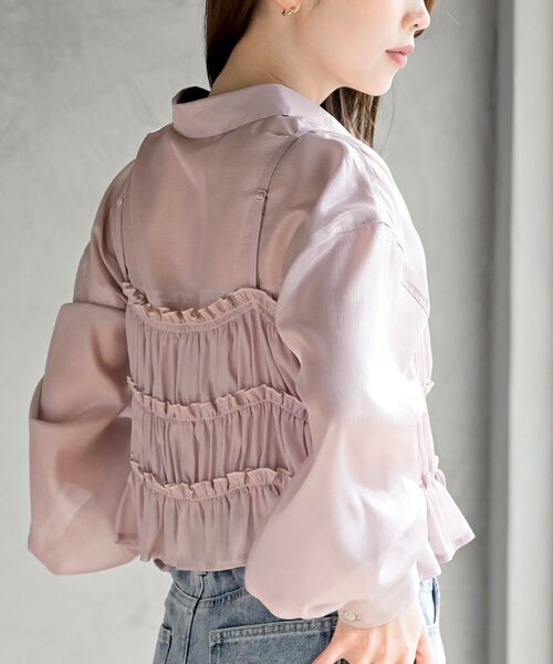 rps（アールピーエス）の「ビスチェ付きシアーブラウス（シャツ/ブラウス・レディース・グレイッシュベージュ/オフホワイト/ブルー/ブラック・フリー）」の15枚目の写真