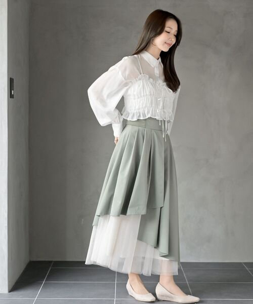 rps（アールピーエス）の「ビスチェ付きシアーブラウス（シャツ/ブラウス・レディース・グレイッシュベージュ/オフホワイト/ブルー/ブラック・フリー）」の14枚目の写真