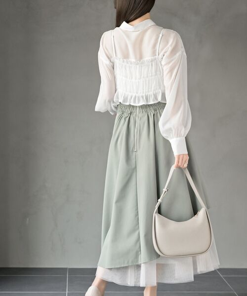 rps（アールピーエス）の「ビスチェ付きシアーブラウス（シャツ/ブラウス・レディース・グレイッシュベージュ/オフホワイト/ブルー/ブラック・フリー）」の12枚目の写真