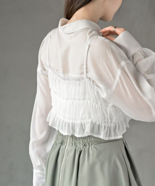 rps（アールピーエス）の「ビスチェ付きシアーブラウス（シャツ/ブラウス・レディース・グレイッシュベージュ/オフホワイト/ブルー/ブラック・フリー）」の8枚目の写真