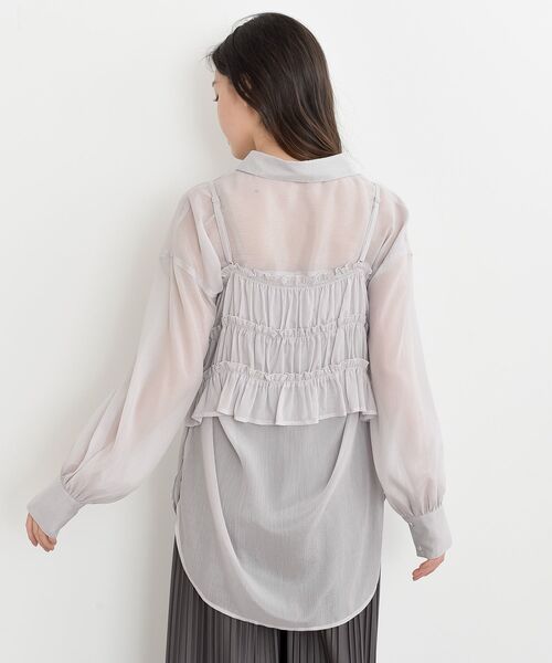 rps（アールピーエス）の「ビスチェ付きシアーブラウス（シャツ/ブラウス・レディース・グレイッシュベージュ/オフホワイト/ブルー/ブラック・フリー）」の5枚目の写真