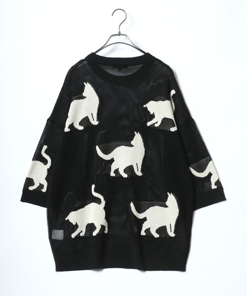 ANPAS(アンパス)の「Allover Pattern Big Cat Openwork Knitting Summer Knit/半袖 総柄 ネコ アニマル ニット 透かし編み サマーニット メンズ レディース(ニット/セーター・メンズ・ブラウン/ブラック/ベージュ・M/L)」の19枚目の写真