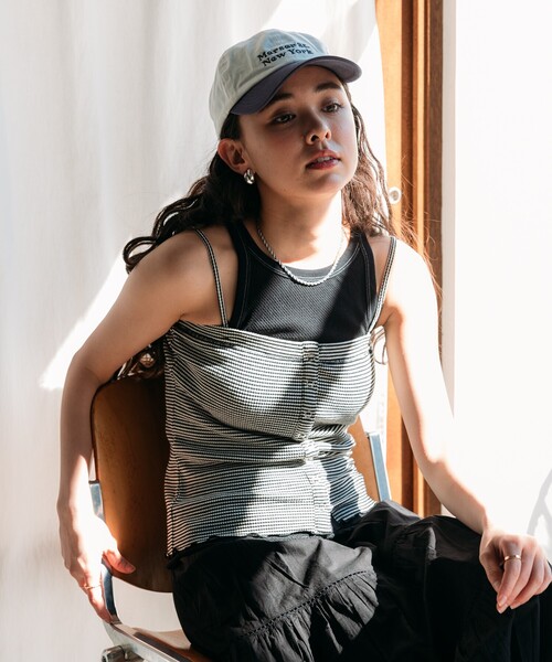 FREAK'S STORE(フリークスストア)の「ワッフルビスチェ/ボーダーキャミビスチェ(キャミソール・レディース・ブラック/ブルーグリーン/ピンク・フリ-)」の9枚目の写真