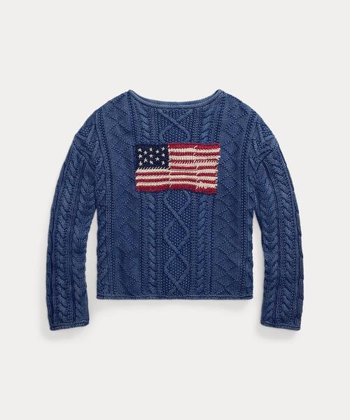 Polo Ralph Lauren アランニットスウェット 雑誌掲載 セール】フラッグ アランニット コットン セーター(ニット