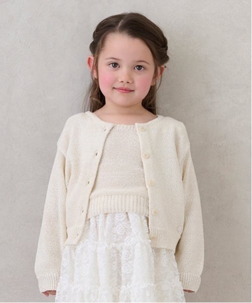 petit main（プティマイン）の「【リンク】ニットアンサンブル(キッズ)（アンサンブル・キッズ・キナリ/クリーム・M/S/L）」の2枚目の写真